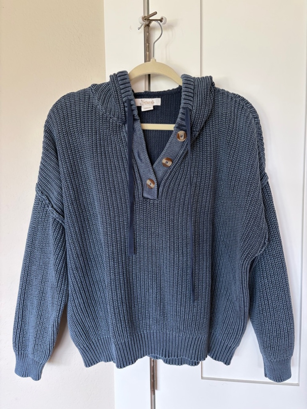 Natural Reflections Slate Blue Buttoned Hoodie